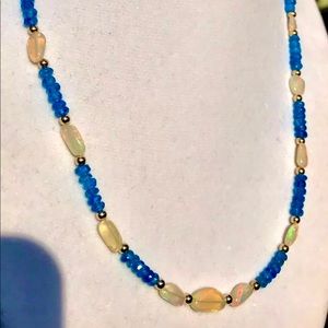 14K Opal and Neon Apatite Necklace